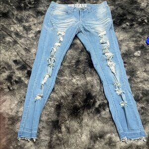 VIP Women's Light Blue Ripped Skinny Jeans